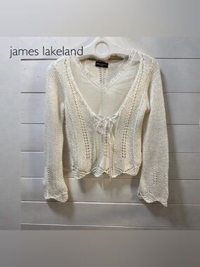 JAMES LAKELAND – White Open-Knit Sweater – Y2K Style – Made in Italy size 42